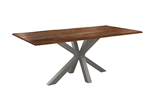 SAM Esszimmertisch 180x90cm Toledo, echte Baumkante, Akazienholz nussbaumfarben, massiver Baumkantentisch mit Spider-Gestell Silber SAM Esszimmertisch 180x90cm Toledo, echte Baumkante, Akazienholz nussbaumfarben, massiver Baumkantentisch mit Spider-Gestell Silber von SAM