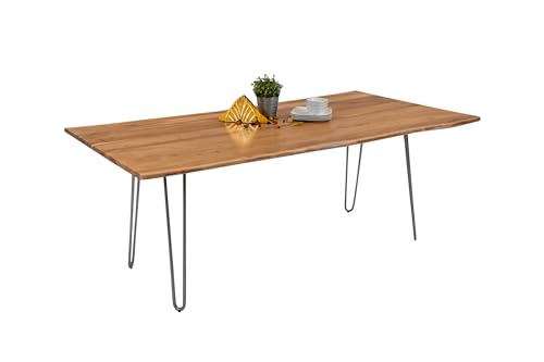SAM Esszimmertisch 200x100cm Hannah, echte Baumkante, Akazienholz naturfarben, massiver Baumkantentisch mit Hairpin-Gestell Silber SAM Esszimmertisch 200x100cm Hannah, echte Baumkante, Akazienholz naturfarben, massiver Baumkantentisch mit Hairpin-Gestell Silber von SAM