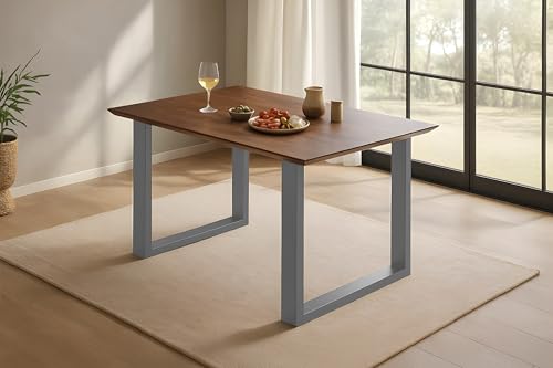 SAM Esszimmertisch Rita | 120 x 80 cm | Akazienholz massiv | Kastanienfarbig | Schweizer Kante | U-Gestell Metall Silber | pflegeleichter Esstisch/Holztisch für Esszimmer & Küche SAM Esszimmertisch Rita | 120 x 80 cm | Akazienholz massiv | Kastanienfarbig | Schweizer Kante | U-Gestell Metall Silber | pflegeleichter Esstisch/Holztisch für Esszimmer & Küche von SAM