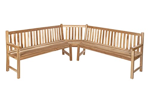 SAM Garten-Eckbank, Teakholz massiv, Gartenbank für 6 Personen, Sitzbank für Garten, Terrasse oder Wintergarten, beidseitig aufbaubar, pflegeleichtes Gartenmöbel ca. 210 x 210 cm von SAM