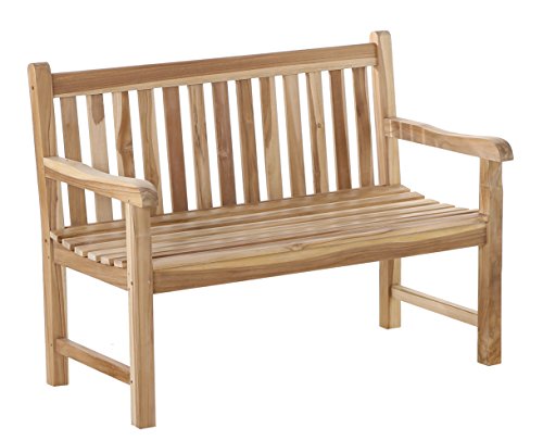 SAM Gartenbank Java aus Teak-Holz mit Arm- und Rückenlehne | Massive Holzbank mit 120 cm Breite | stabil und witterungsbeständig | natürliche Optik von SAM