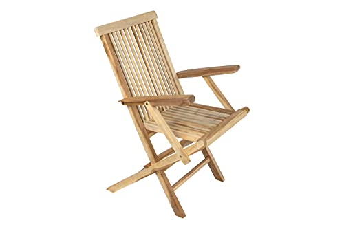 SAM Gartenstuhl Mallorca, Teakholz massiv, Klappstuhl mit Armlehnen, Stuhl für Garten oder Balkon von SAM