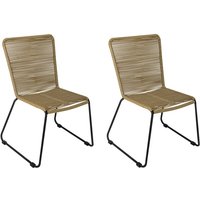 SAM - Gartenstuhl Outdoor-Seilstuhl Farbe Taupe mit Eisen-Gestell in schwarz isra (2er Set) von SAM