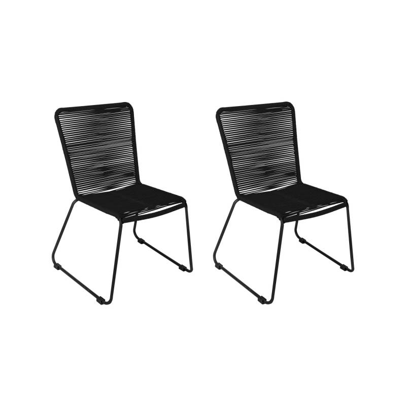 SAM Gartenstuhl Outdoor-Seilstuhl  Schwarz mit Eisen-Gestell in Schwarz ISRA 2er Set von SAM