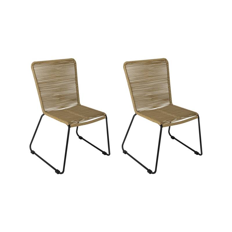 SAM Gartenstuhl Outdoor-Seilstuhl  Taupe mit Eisen-Gestell in Schwarz ISRA 2er Set von SAM