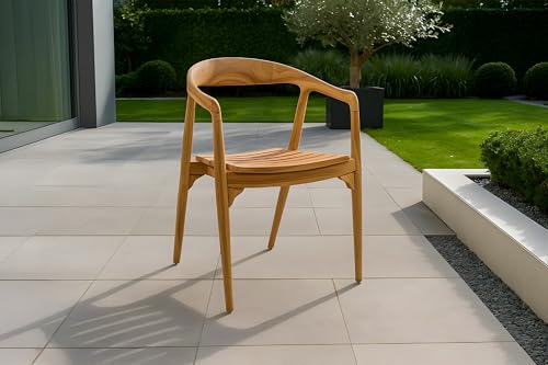 SAM Gartenstuhl Sally | Teakholz massiv | Stapelbarer Gartensessel | 58 x 50 x 78 cm | Outdoor-Holzstuhl mit Armlehnen für Garten, Balkon & Terrasse von SAM