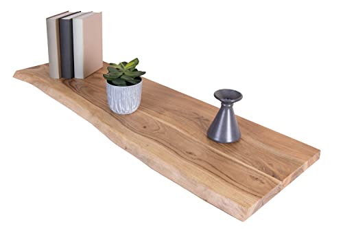 SAM Holzplatte 100x30 cm SUVA, Holzbrett massiv naturfarben, Baumkantenplatte für Heimwerker, Regale und Fensterbretter, einseitig Baumkante von SAM