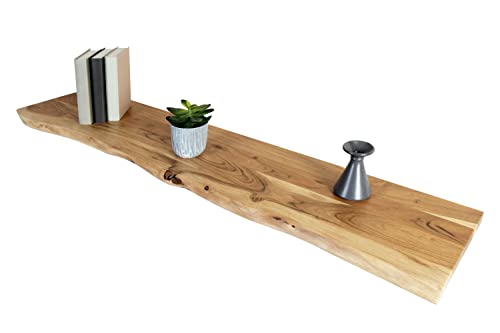 SAM Holzplatte 120x30 cm SUVA, Holzbrett massiv naturfarben, Baumkantenplatte für Heimwerker, Regale und Fensterbretter, einseitig Baumkante von SAM