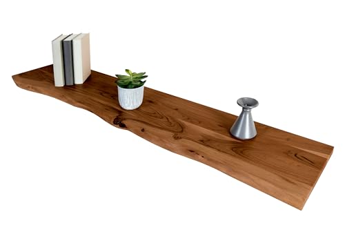 SAM Holzplatte 120x30 cm SUVA, Holzbrett massiv nussbaumfarben, Baumkantenplatte für Heimwerker, Regale und Fensterbretter, einseitig Baumkante SAM Holzplatte 120x30 cm SUVA, Holzbrett massiv nussbaumfarben, Baumkantenplatte für Heimwerker, Regale und Fensterbretter, einseitig Baumkante von SAM
