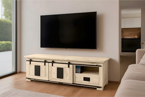 SAM Lowboard Libro IV, Akazienholz massiv + eichefarben, TV-Board/Fernsehkommode mit 2 Holzschiebetüren, Schublade & 3 offenen Fächern, Türelemente & Reling aus Eisen, 160 x 45 x 50 cm SAM Lowboard Libro IV, Akazienholz massiv + eichefarben, TV-Board/Fernsehkommode mit 2 Holzschiebetüren, Schublade & 3 offenen Fächern, Türelemente & Reling aus Eisen, 160 x 45 x 50 cm von SAM