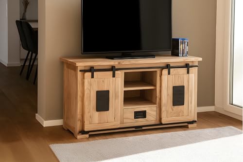 SAM Lowboard Libro V, Akazienholz massiv + naturfarben, TV-Board/Fernsehkommode mit 2 Holzschiebetüren, Schublade & 6 offenen Fächern, Türelemente & Reling aus Eisen, 128 x 45 x 70 cm SAM Lowboard Libro V, Akazienholz massiv + naturfarben, TV-Board/Fernsehkommode mit 2 Holzschiebetüren, Schublade & 6 offenen Fächern, Türelemente & Reling aus Eisen, 128 x 45 x 70 cm von SAM