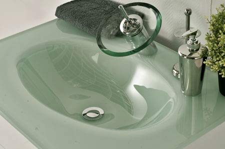 SAM Milchglasbecken Santana, 70 cm, Waschbecken oval, grünes Glas, Waschtisch, ohne Unterschrank von SAM