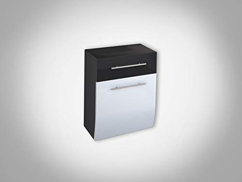 SAM Möbel Outlet Unterschrank SALONA | Hochglanz weiß-anthrazit | 53 x 40 x 30 cm | Badmöbel | Kombinierbar von SAM