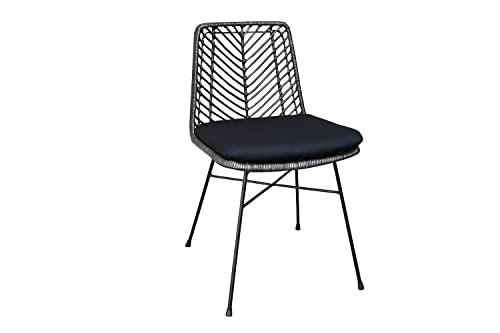 SAM Rattanstuhl Detroit, Farbe Anthrazit, Esszimmerstuhl inklusive Sitzkissen, Korbstuhl mit Metallfüßen, Geflechtstuhl/Eisenstuhl im Retro-Design von SAM