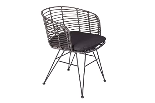 SAM Rattanstuhl Nairobi, Farbe Anthrazit, inklusive Sitzkissen, Korbstuhl mit Metallfüßen, Geflechtstuhl/Eisenstuhl im Retro-Design, Esszimmerstuhl mit Armlehnen SAM Rattanstuhl Nairobi, Farbe Anthrazit, inklusive Sitzkissen, Korbstuhl mit Metallfüßen, Geflechtstuhl/Eisenstuhl im Retro-Design, Esszimmerstuhl mit Armlehnen von SAM