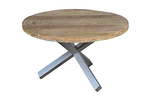 SAM Runder Esszimmertisch 130 cm Runis, Mangoholz massiv & naturfarben, Esstisch im Used-Look, silberner Metallfuß in Sternform, aufgedoppelte Tischplatte 50 mm SAM Runder Esszimmertisch 130 cm Runis, Mangoholz massiv & naturfarben, Esstisch im Used-Look, silberner Metallfuß in Sternform, aufgedoppelte Tischplatte 50 mm von SAM