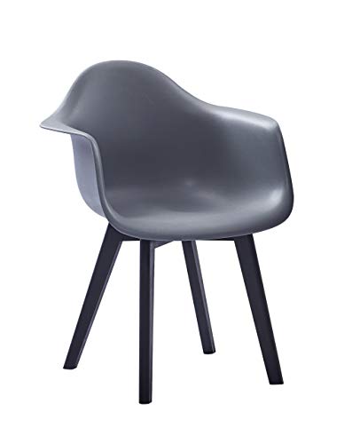 SAM Schalenstuhl Luis, Grau, ergonomisch geformte Sitzschale aus Kunststoff, bequemer Esszimmerstuhl im Retro-Design, Holzgestell aus Buche schwarz lackiert von SAM