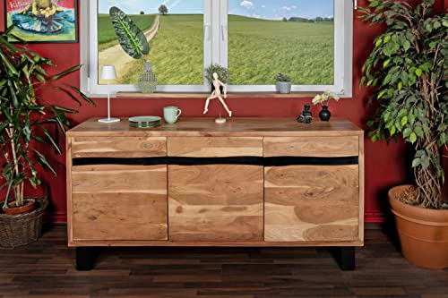 SAM Sideboard Kyoto IV, Akazienholz massiv & naturfarben, Kommode mit je 3 Türen & Schubladen, Holzschrank mit Kufengestell in U-Form, 175 x 45 x 85 cm von SAM