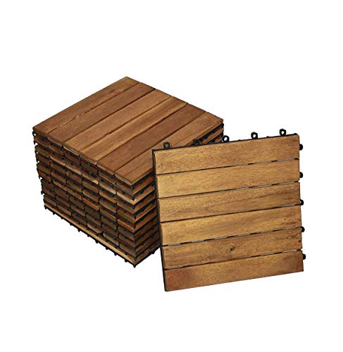 SAM Terrassen- Klickfliese 01, Holz- Akazie, 33 Fliesen für 3 m², 30x30cm, Garten Bodenbelag mit Drainage von SAM