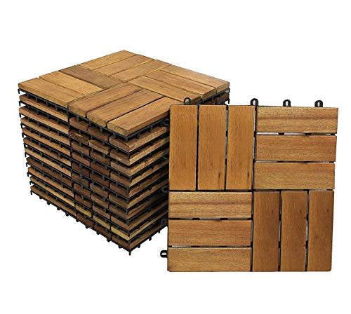 SAM Terrassenfliese 02, Akazien-Holz, 66er Spar-Set für 6m², 30x30cm, Bodenbelag, Drainage, Garten klick-Fliese von SAM