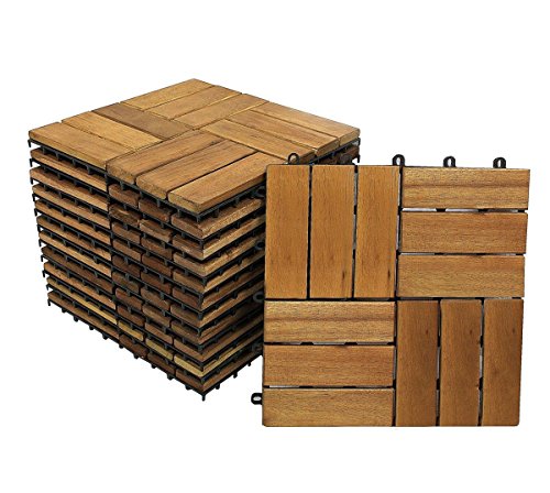 SAM Terrassenfliese 02, Akazienholz, 33er Spar-Set für 3m², in 30x30cm, Bodenbelag mit Drainage, Klickfliesen für Balkon, Garten von SAM