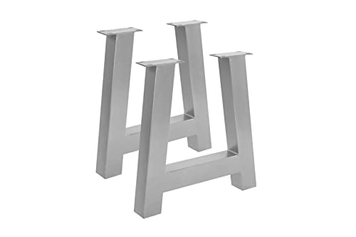 SAM Tischgestell in A-Form, 2er Set, Roheisen lackiert, Silber, A-Gestell aus Metall für Holztische, 70 x 10 x 74 cm, Gestell für DIY-Projekte SAM Tischgestell in A-Form, 2er Set, Roheisen lackiert, Silber, A-Gestell aus Metall für Holztische, 70 x 10 x 74 cm, Gestell für DIY-Projekte von SAM