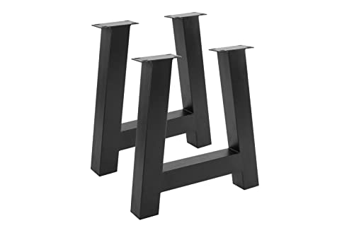 SAM Tischgestell in A-Form, 2er Set, Roheisen lackiert, schwarz, A-Gestell aus Metall für Holztische, 70 x 10 x 74 cm, Gestell für DIY-Projekte von SAM