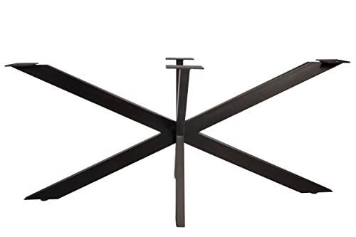 SAM Tischgestell in Spider-Form | Eisen schwarz lackiert | Tischbein für Esstische, Schreibtische & Arbeitstische | Metallgestell für DIY-Projekte | Industrial-Design | Verstellbarer Bodenschutz von SAM