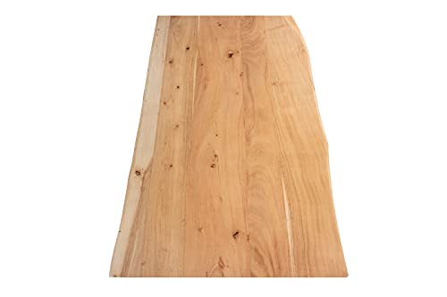 SAM Tischplatte 100x60 cm Curt, Holzplatte Akazienholz massiv + naturfarben + lackiert, Baumkanten-Platte für Heimwerker, Arbeitsplatten, Tische & Fensterbretter von SAM
