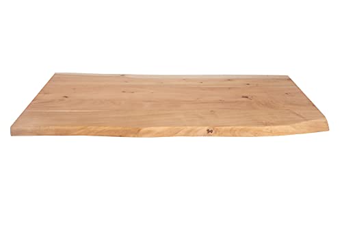 SAM Tischplatte 100x60 cm Louis, Holzplatte Akazienholz massiv + naturfarben + lackiert, Baumkanten-Platte für Heimwerker, Arbeitsplatten, Tische & Fensterbretter von SAM