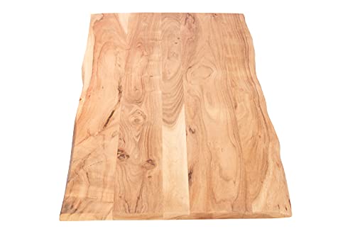SAM Tischplatte 120x60 cm Curt, Holzplatte Akazienholz massiv + naturfarben + lackiert, Baumkanten-Platte für Heimwerker, Arbeitsplatten, Tische & Fensterbretter von SAM