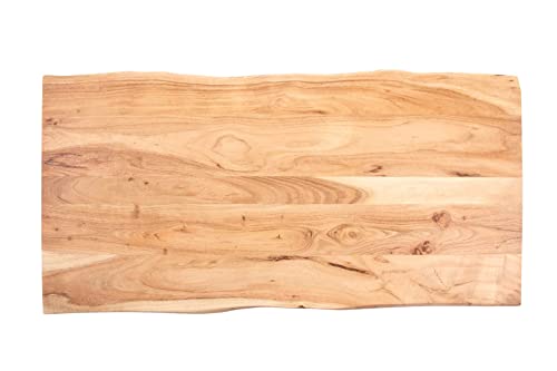 SAM Tischplatte 120x60 cm Emilia, Holzplatte Akazienholz massiv + naturfarben + lackiert, Baumkanten-Platte für Heimwerker, Arbeitsplatten, Tische & Fensterbretter von SAM