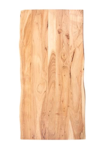 SAM Tischplatte 120x60 cm Toni, Holzplatte Akazienholz massiv + naturfarben + lackiert, Baumkanten-Platte für Heimwerker, Arbeitsplatten, Tische & Fensterbretter von SAM