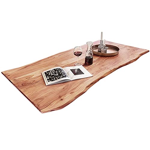 SAM Tischplatte 120x80 cm, Akazie massiv, naturfarben, stilvolle Baumkanten-Platte, pflegeleichtes Unikat von SAM