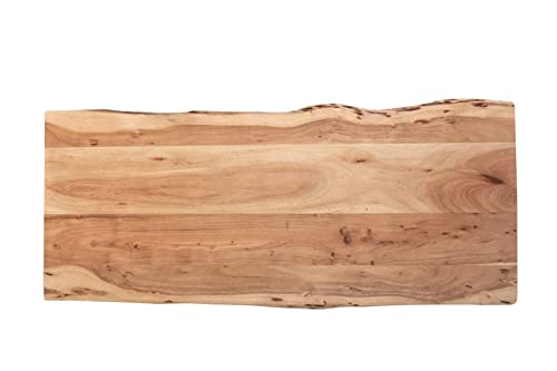 SAM Tischplatte 140x60 cm Emilia, Holzplatte Akazienholz massiv + naturfarben + lackiert, Baumkanten-Platte für Heimwerker, Arbeitsplatten, Tische & Fensterbretter von SAM
