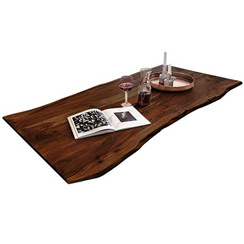 SAM Tischplatte 140x80 cm, Akazie massiv, nussbaumfarben, stilvolle Baumkanten-Platte, pflegeleichtes Unikat von SAM