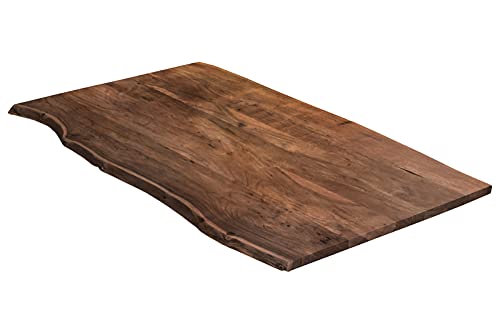 SAM Tischplatte 140x80 cm, nussbaumfarben, Akazie massiv, 35 mm, stilvolle Baumkanten-Platte, pflegeleichtes Unikat von SAM