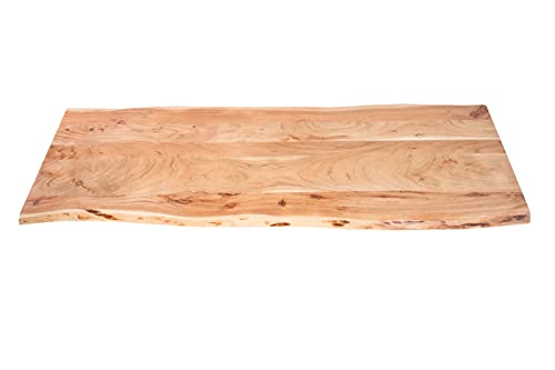 SAM Tischplatte 160x60 cm Tom, Holzplatte aus Akazienholz massiv + naturfarben + lackiert, stilvolle Baumkanten-Platte, pflegeleichtes Unikat von SAM