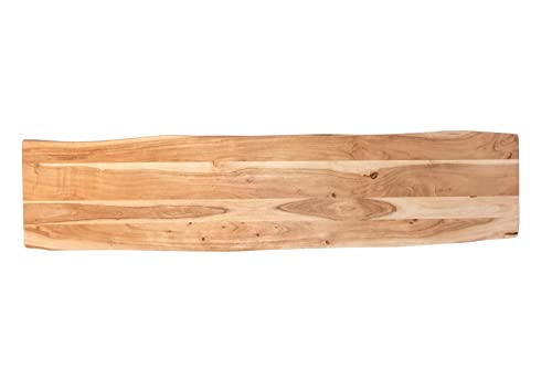 SAM Tischplatte 180x40 cm Emilio, Holzplatte Akazienholz massiv + naturfarben + lackiert, Baumkanten-Platte für Heimwerker, Arbeitsplatten, Tische & Fensterbretter von SAM