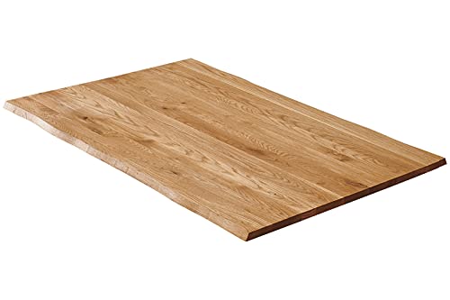 SAM Tischplatte 180x90 cm Richard, Eichenholz massiv, stilvolle Baumkanten-Platte, Unikat aus Wildeiche von SAM