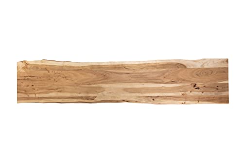 SAM Tischplatte 200x40 cm Emilio, Holzplatte Akazienholz massiv + naturfarben + lackiert, Baumkanten-Platte für Heimwerker, Arbeitsplatten, Tische & Fensterbretter von SAM