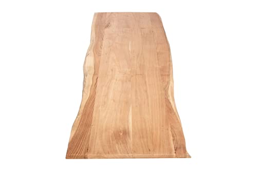 SAM Tischplatte 200x60 cm Curt, Holzplatte Akazienholz massiv + naturfarben + lackiert, Baumkanten-Platte für Heimwerker, Arbeitsplatten, Tische & Fensterbretter von SAM