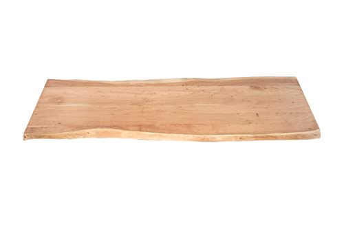 SAM Tischplatte 200x60 cm Louis, Holzplatte Akazienholz massiv + naturfarben + lackiert, Baumkanten-Platte für Heimwerker, Arbeitsplatten, Tische & Fensterbretter von SAM