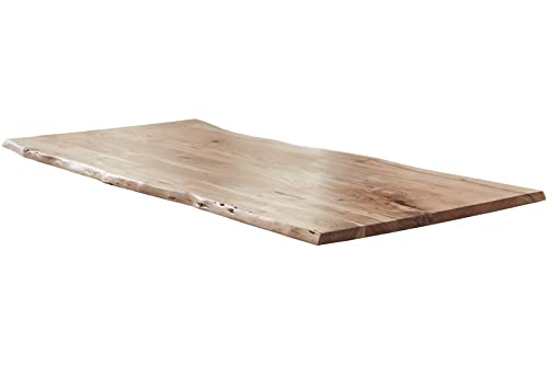 SAM Tischplatte 260x100 cm, naturfarben, Akazie massiv, 35 mm, stilvolle Baumkanten-Platte, pflegeleichtes Unikat von SAM