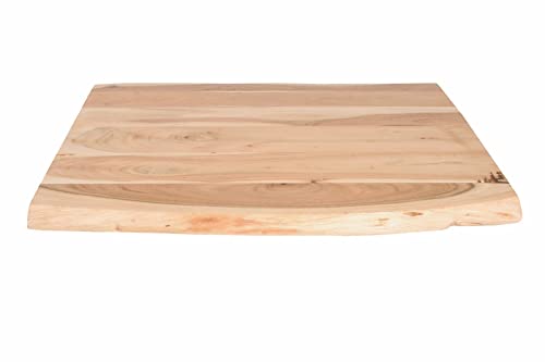 SAM Tischplatte 60x60 cm Louis, Holzplatte Akazienholz massiv + naturfarben + lackiert, Baumkanten-Platte für Heimwerker, Arbeitsplatten, Tische & Fensterbretter von SAM
