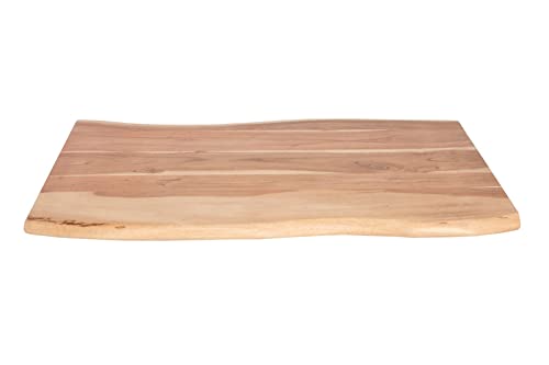 SAM Tischplatte 80x60 cm Louis, Holzplatte Akazienholz massiv + naturfarben + lackiert, Baumkanten-Platte für Heimwerker, Arbeitsplatten, Tische & Fensterbretter von SAM