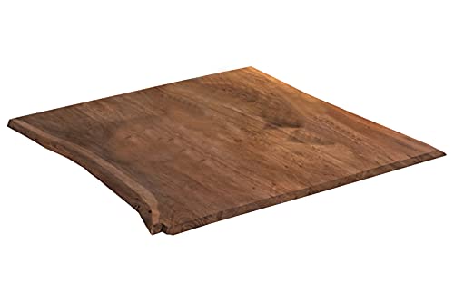 SAM Tischplatte 90x90 cm, Akazie massiv, nussbaumfarben, stilvolle Baumkanten-Platte, pflegeleichtes Unikat von SAM