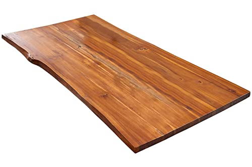 SAM Tischplatte Esra 120x80 cm, cognacfarben, Akazie massiv, 26 mm, stilvolle Baumkanten-Platte, pflegeleichtes Unikat von SAM
