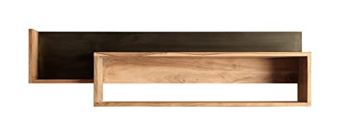 SAM Wandboard Sydney, Akazienholz massiv, stonefarben & lackiert, 2 teiliges Holzregal, 118x35x20 cm, pflegeleichtes Regal von SAM