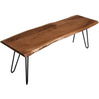 Sitzbank Baumkante 120 cm nussbaum massiv Akazie Hairpin-Gestell schwarz von SAM